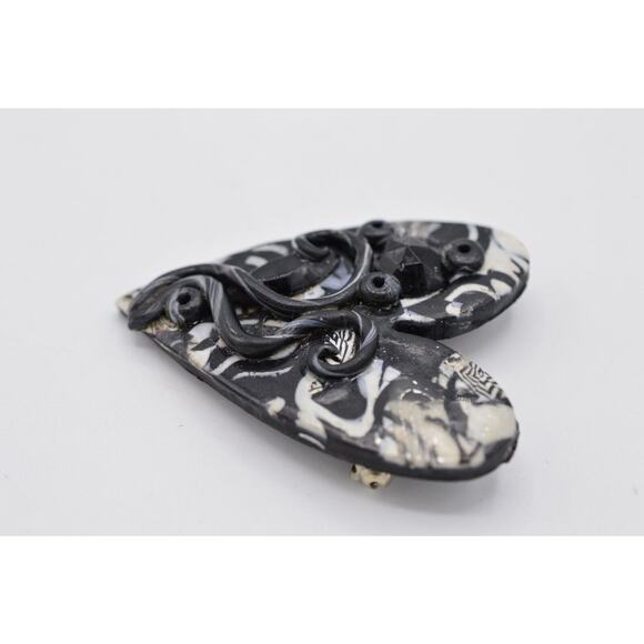 Ankara Designs Vintage Heart Pin Brooch Art Handcrafted Valentine 1990s BinV - Picture 7 of 9